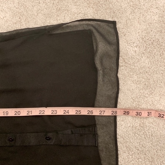 ZARA Sheer Satin Block Cutout Black Button Down Blouse - Picture 14 of 14